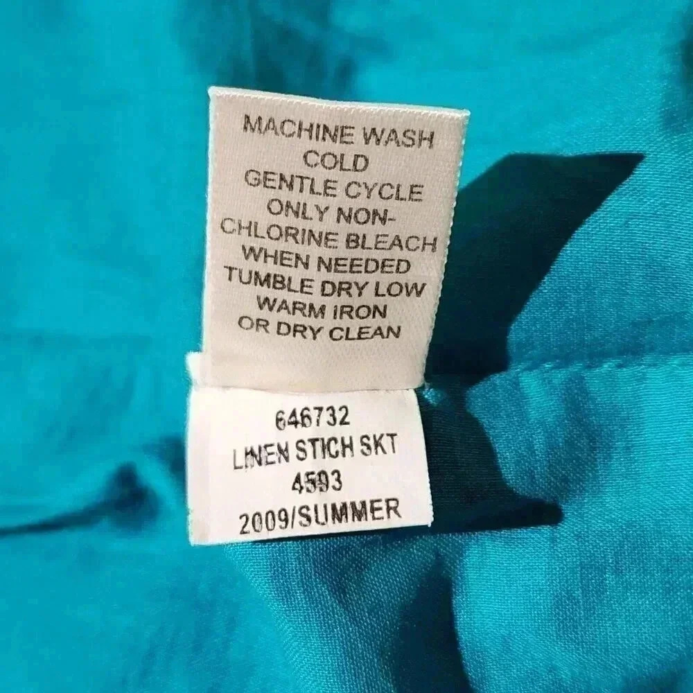 Womens Banana Republic Turquoise Linen Stitch Skirt Size 4 Lined Zipper Mini - Picture 5 of 5